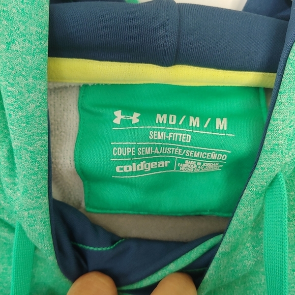 Under Armour Logo Women's Green Hoodie Sweatshirt Size Medium Cold Gear - Picture 10 of 10